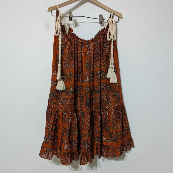 Ulla Johnson Trula Tiered Voile Mini Dress Clementine Flowy Trapeze XS Preowned - Picture 5 of 9